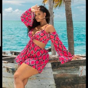 In search of... Pink Snake Cut Out Romper Playsuit